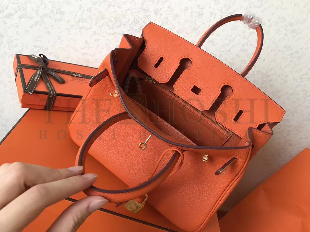 H**me5 Orange Birkin 25cm Clemence Handmade Bag Master Quality