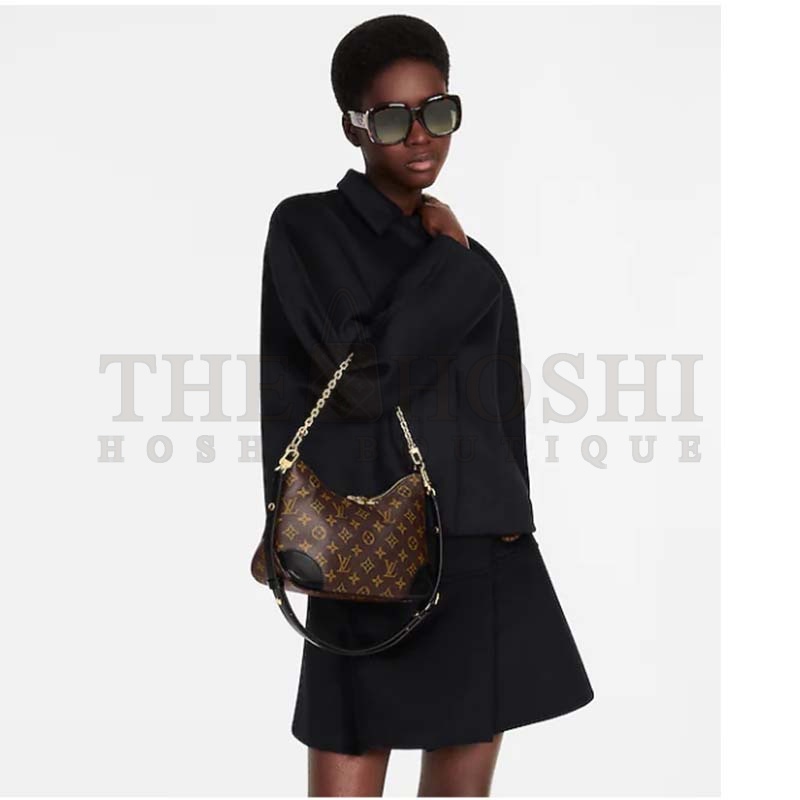 L0vis Vvtt0n LV Women Boulogne Handbag Black Brown Monogram Coated Canvas M45831 Master Quality