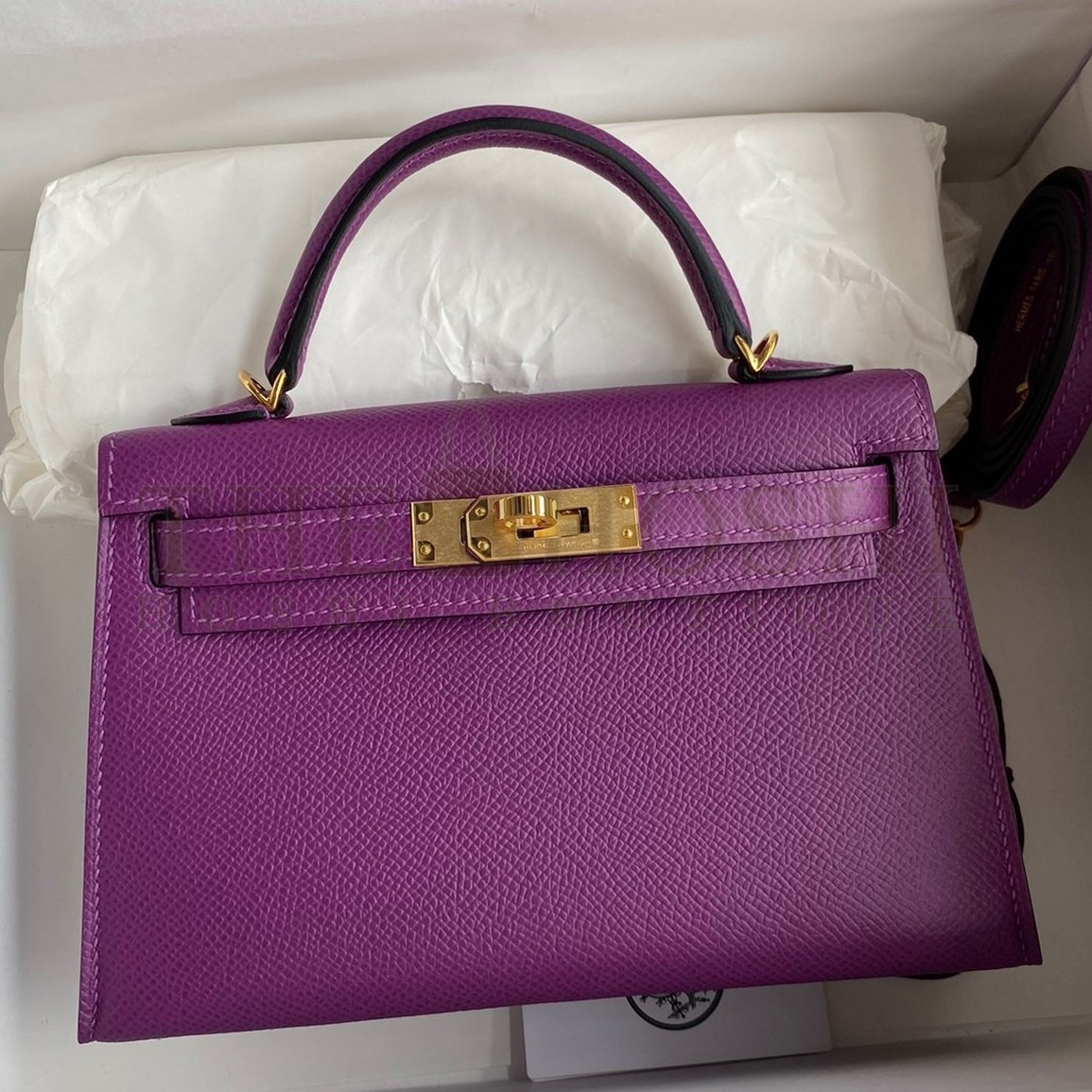 H**me5 Kelly Mini II Sellier Handmade Bag In Anemone Epsom Calfskin Master Quality