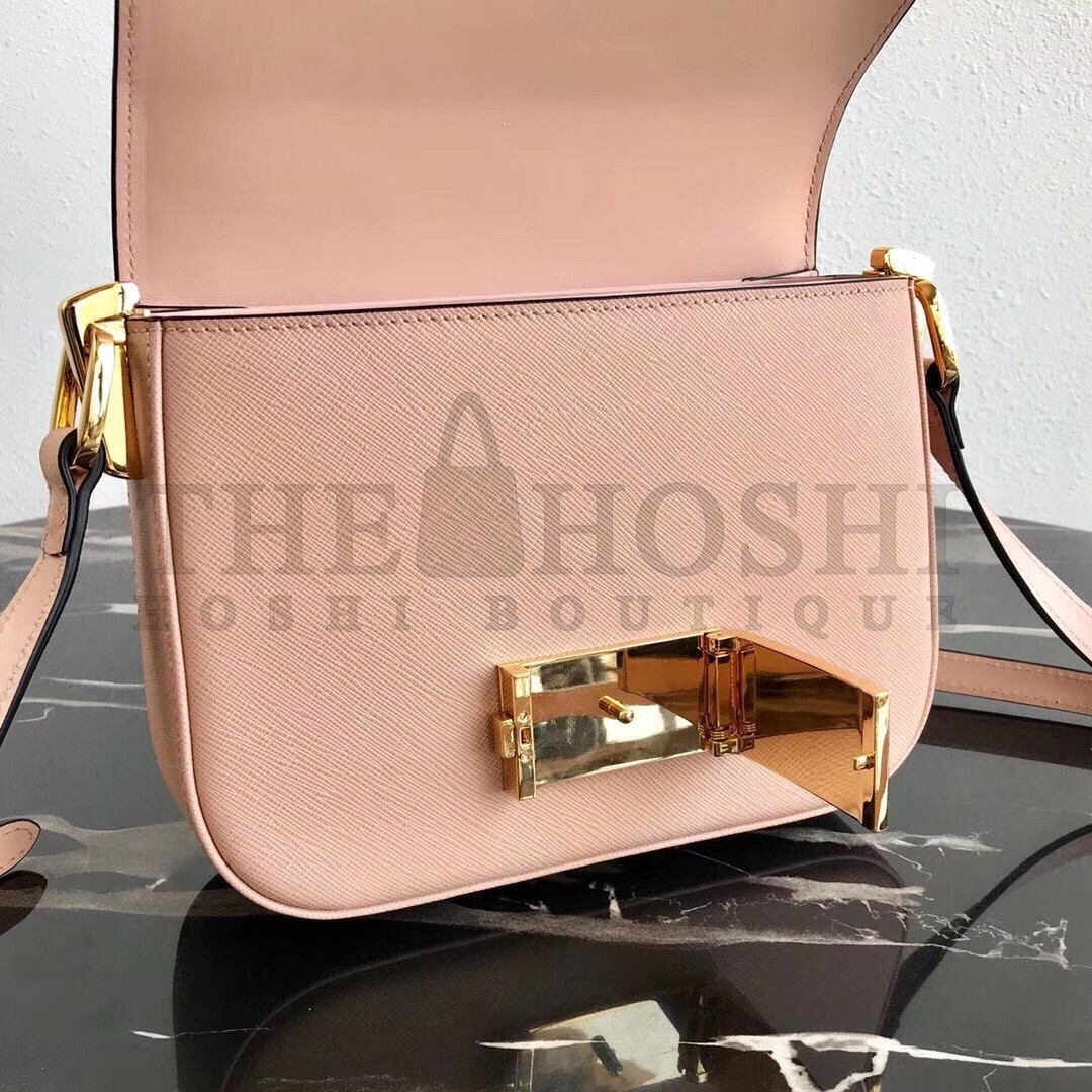 Pra*a Embleme Shoulder Bag In Poudre Saffiano Leather Master Quality