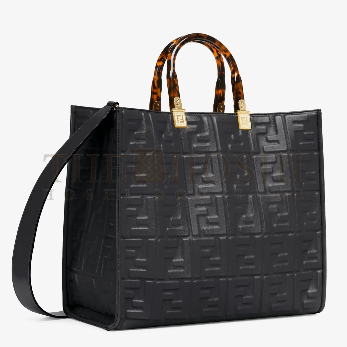 F**di Sunshine Medium Tote Bag In Black FF Calfskin Master Quality