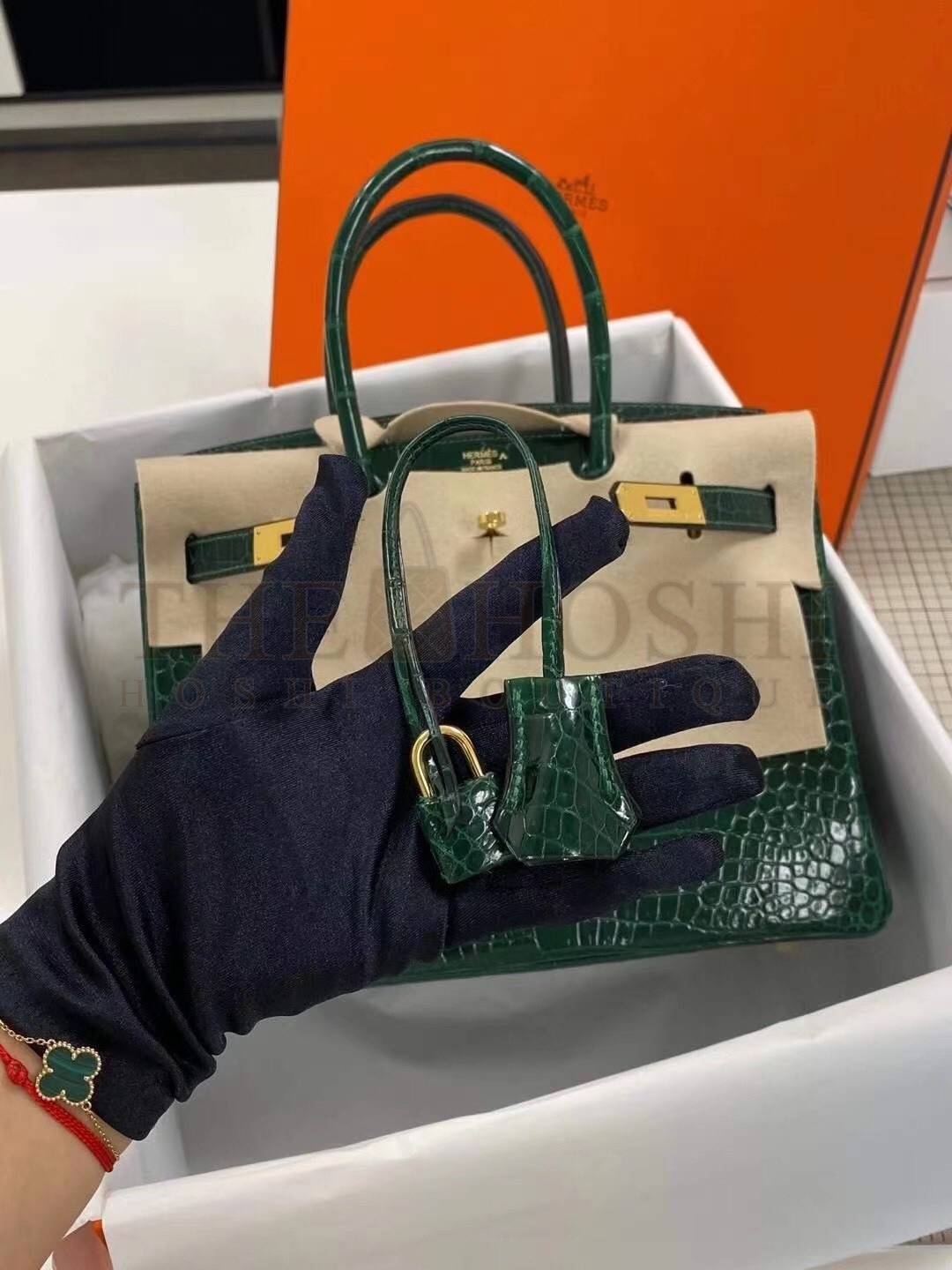 H**me5 Birkin 30cm Bag In Green Crocodile Porosus Shiny Skin Master Quality