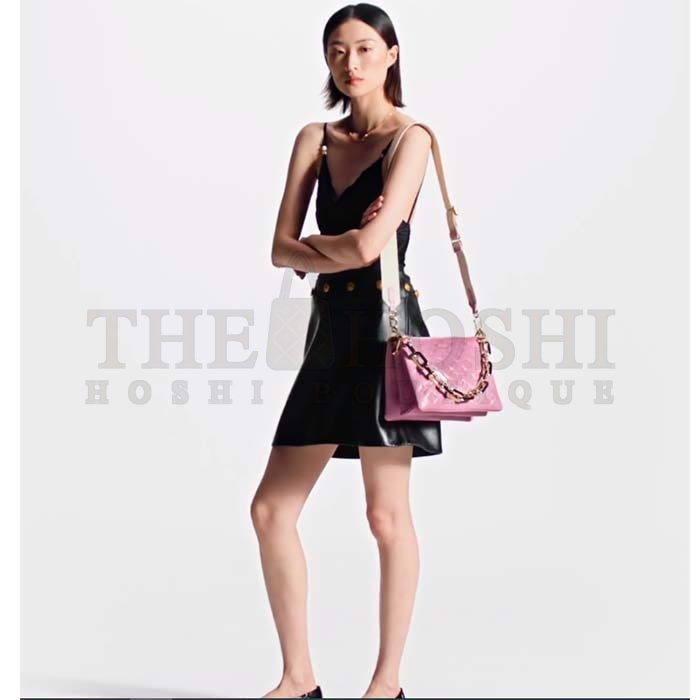 L0vis Vvtt0n LV Women Coussin PM Handbag Rose Bonbon Pink Lambskin Cowhide Leather Master Quality