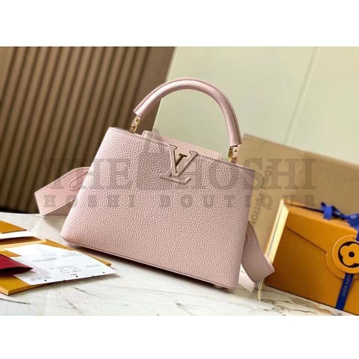L0vis Vvtt0n LV Women Capucines BB Handbag Galet Gray Taurillon Leather Master Quality