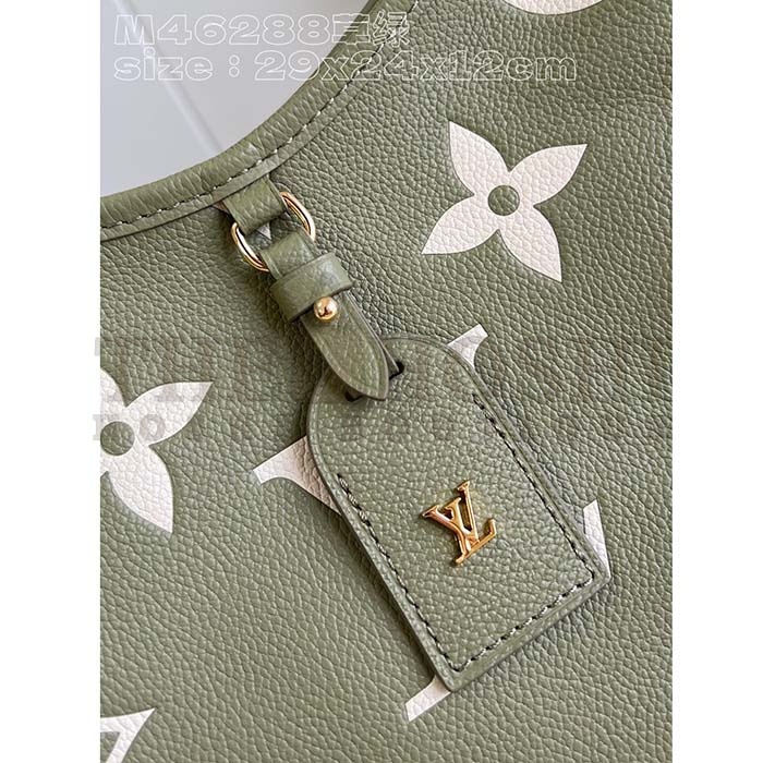 L0vis Vvtt0n LV Women CarryAll PM Bag Light Khaki Cream Monogram Empreinte Embossed Grained Cowhide Leather Master Quality