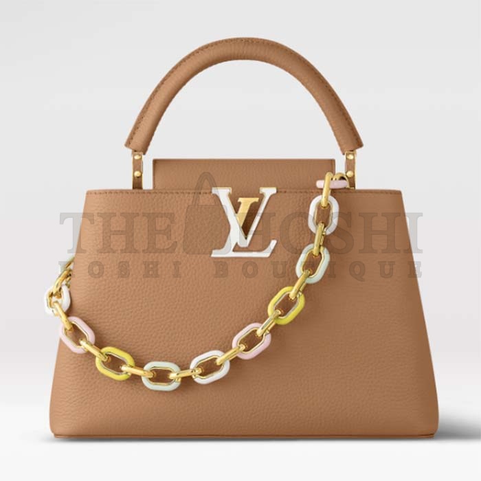 L0vis Vvtt0n LV Women Capucines MM Handbag Hazelnut Brown Taurillon Cowhide Leather Master Quality