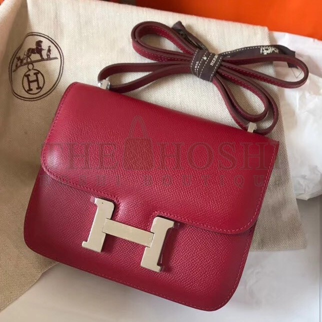 H**me5 Mini Constance 18cm Ruby Epsom Bag Master Quality