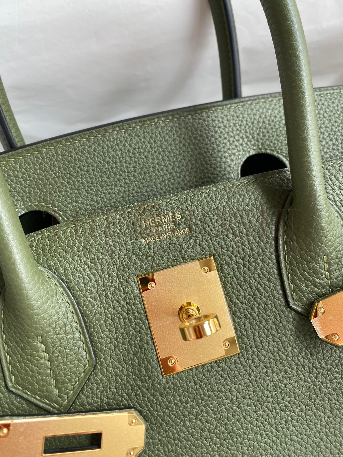 H**me5 Birkin 30 Retourne Handmade Bag In Green Clemence Leather Master Quality