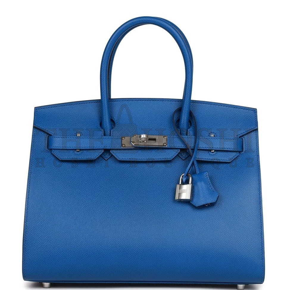 H**me5 Birkin 25 Sellier Handmade Bag In Blue France Epsom Calfskin Master Quality