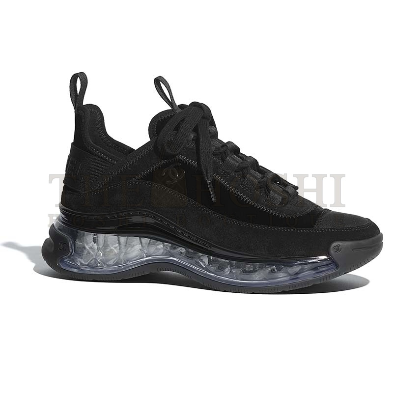 Ch**el Women Sneakers Suede Calfskin Velvet &amp; Grosgrain Black Master Quality