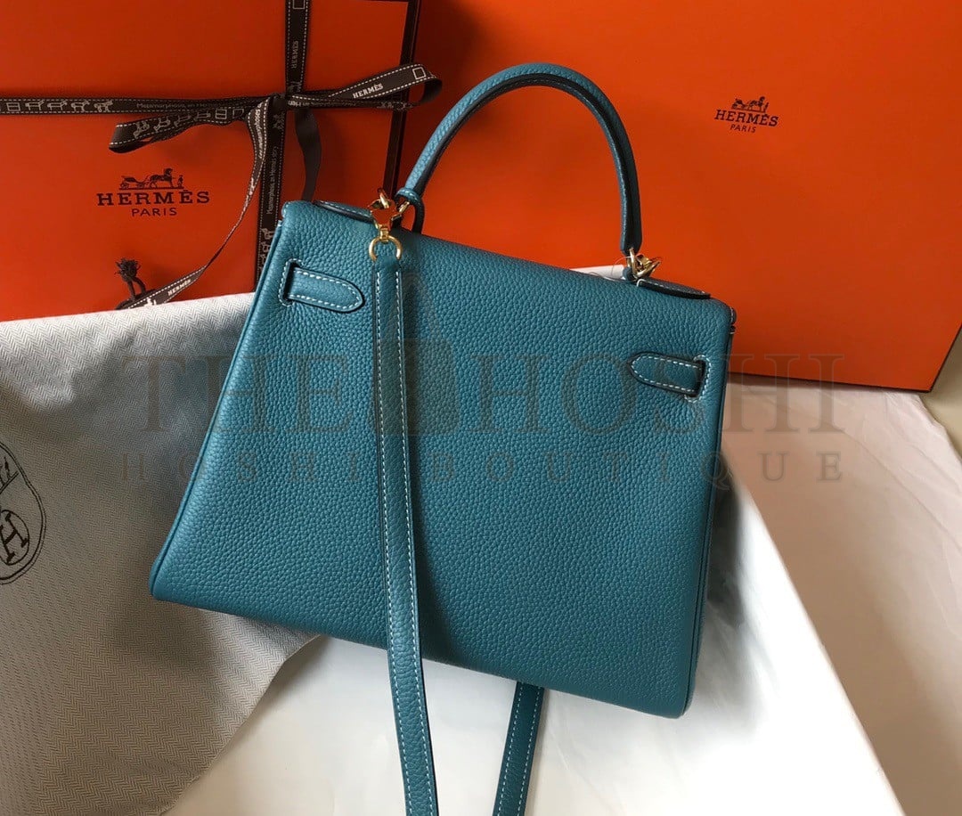 H**me5 Kelly 28cm Retourne Bag in Blue Jean Clemence Leather GHW Master Quality