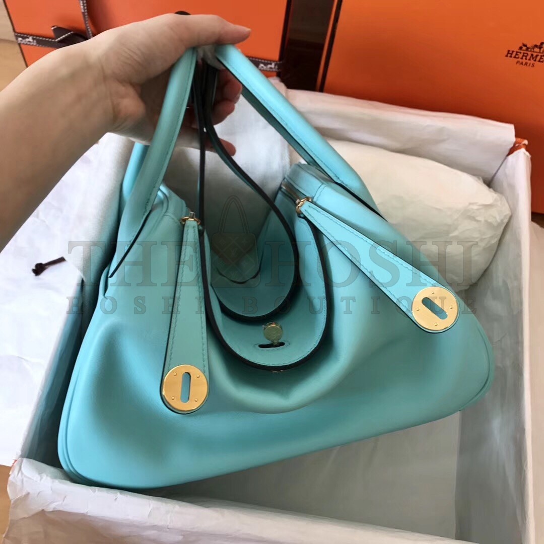 H**me5 Blue Atoll Lindy 26cm Swift Handmade Bag Master Quality