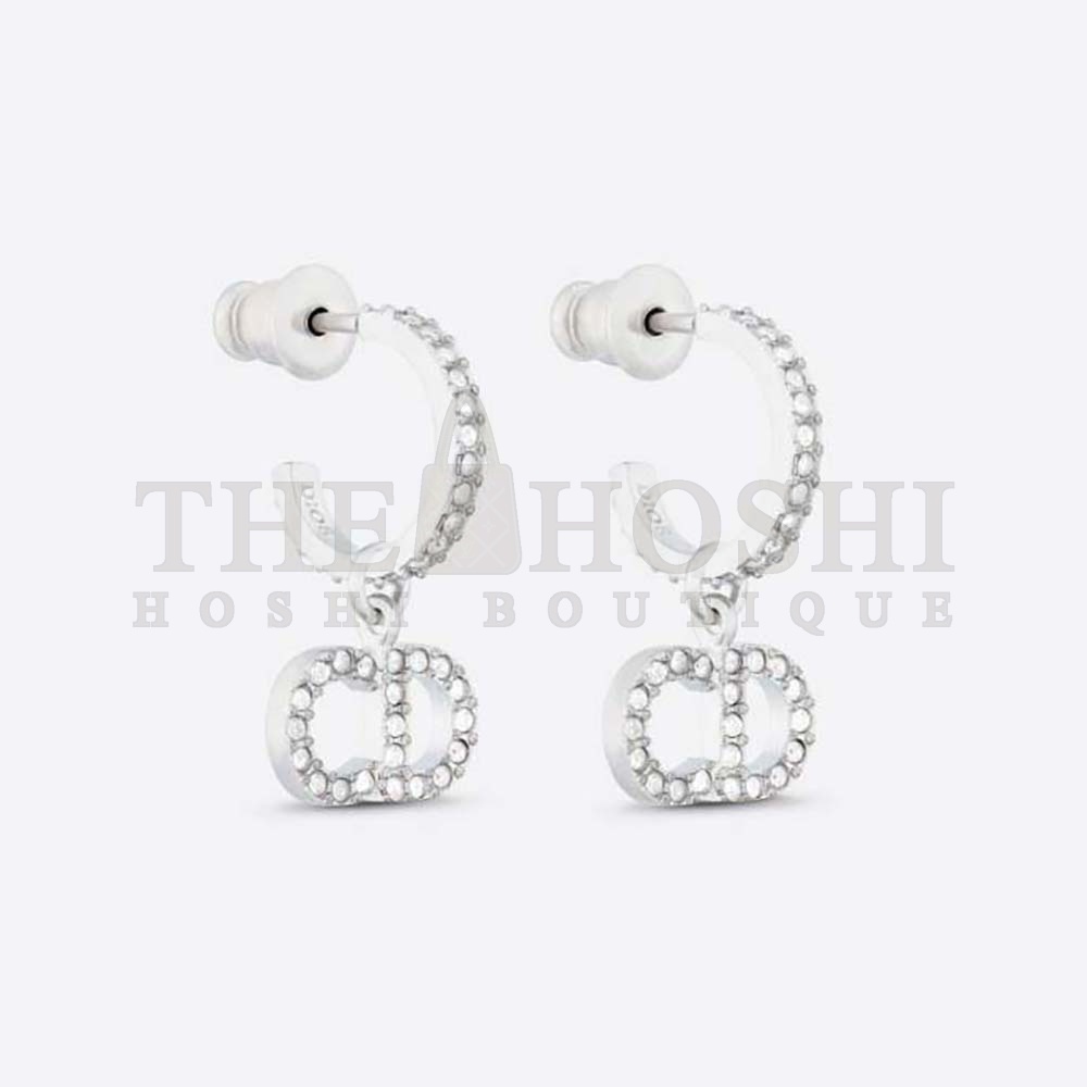 D10r Women Clair D Lune Earrings Silver-Finish Metal and Silver-Tone Crystals Master Quality
