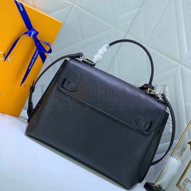 L0vis Vvtt0n LV Women Lockme Ever MM Handbag Black Soft Grained Calfskin Master Quality