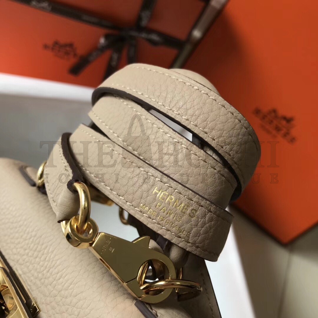H**me5 Mini Kelly 20cm Bag In Beige Clemence Leather Master Quality
