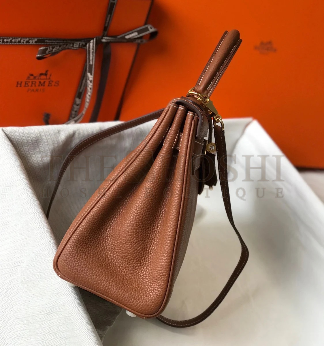 H**me5 Kelly 32cm Retourne Bag in Gold Clemence Leather GHW Master Quality