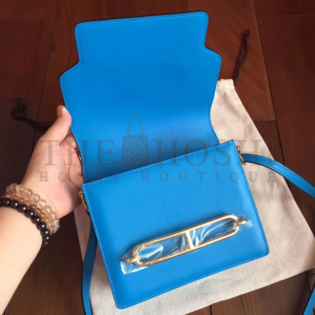 H**me5 Mini Sac Roulis Bag In Blue Hydra Swift Leather Master Quality