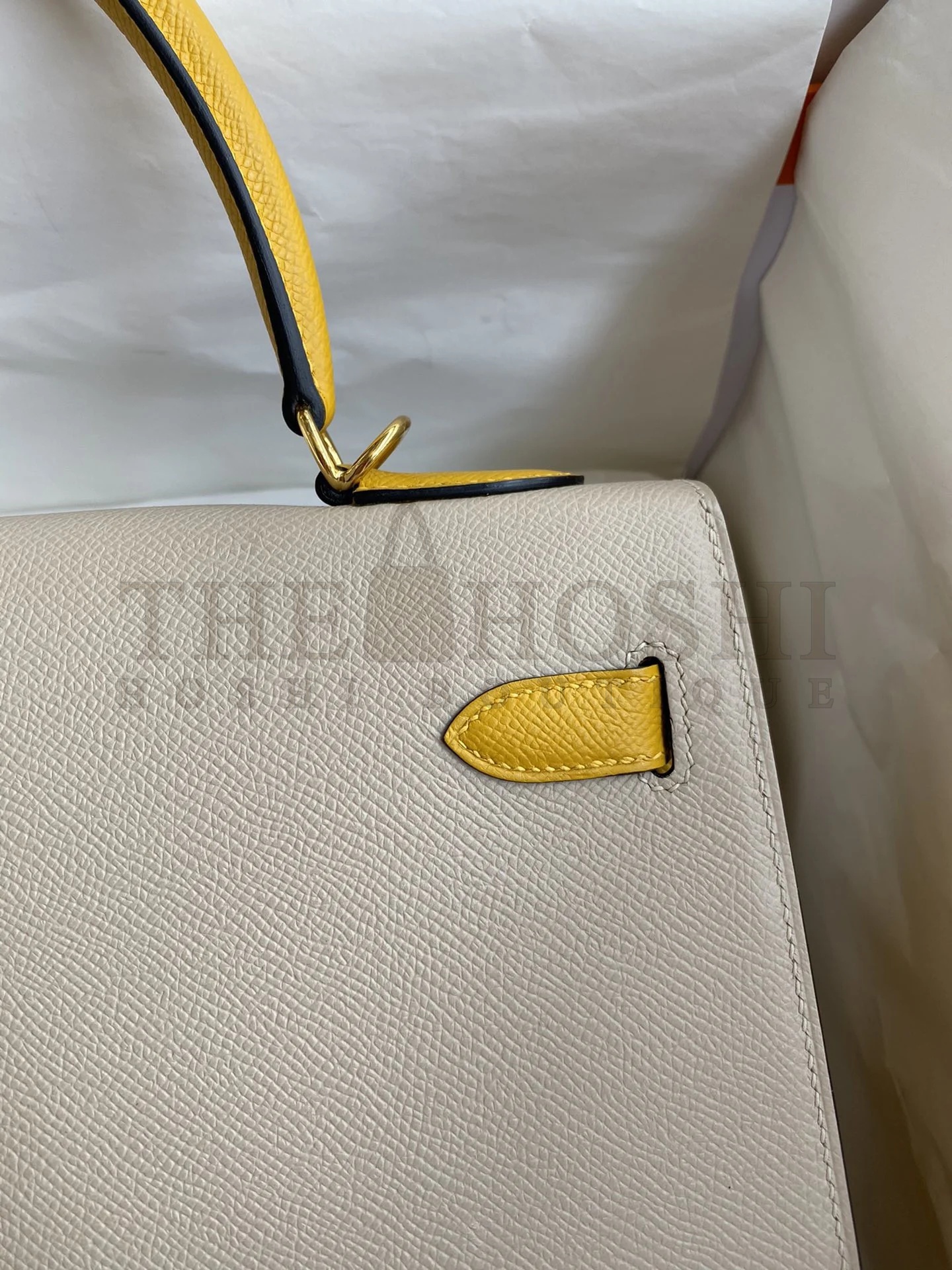 H**me5 Kelly Sellier 32 Bicolor Bag in Trench and Yellow Epsom Calfskin Master Quality