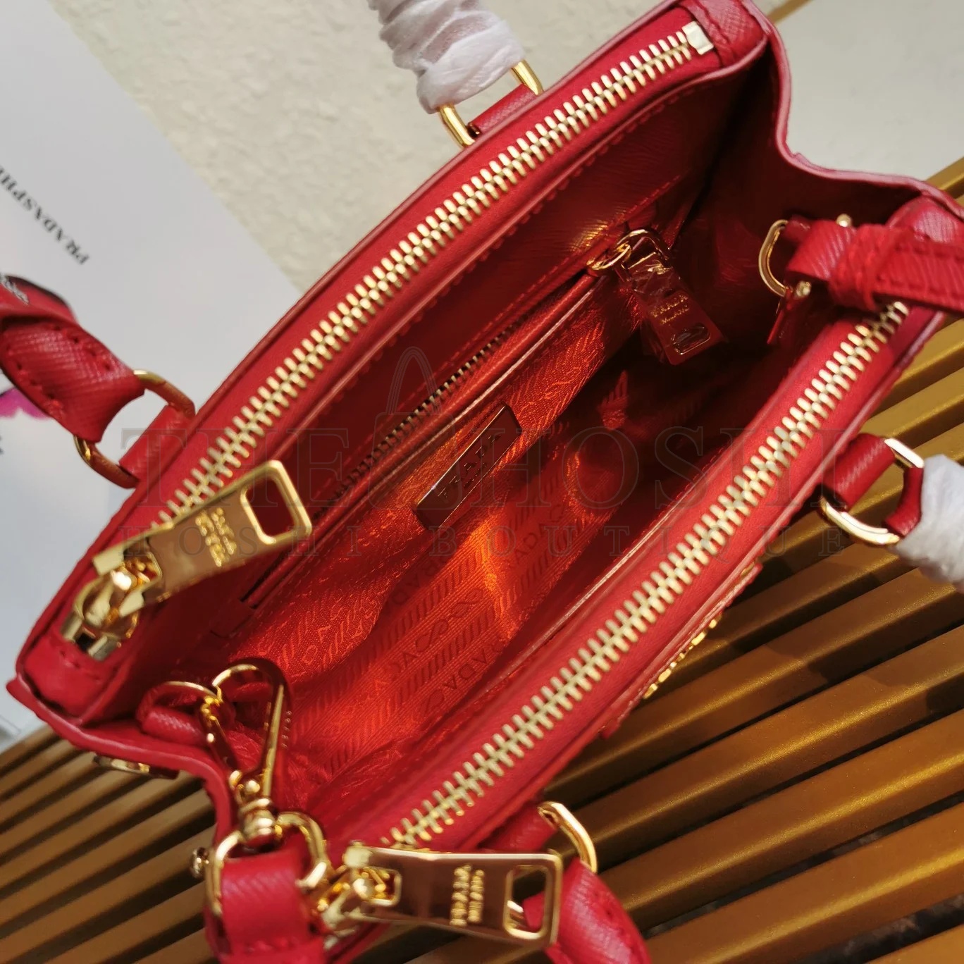 Pra*a Mini Galleria Bag In Red Saffiano Leather Master Quality