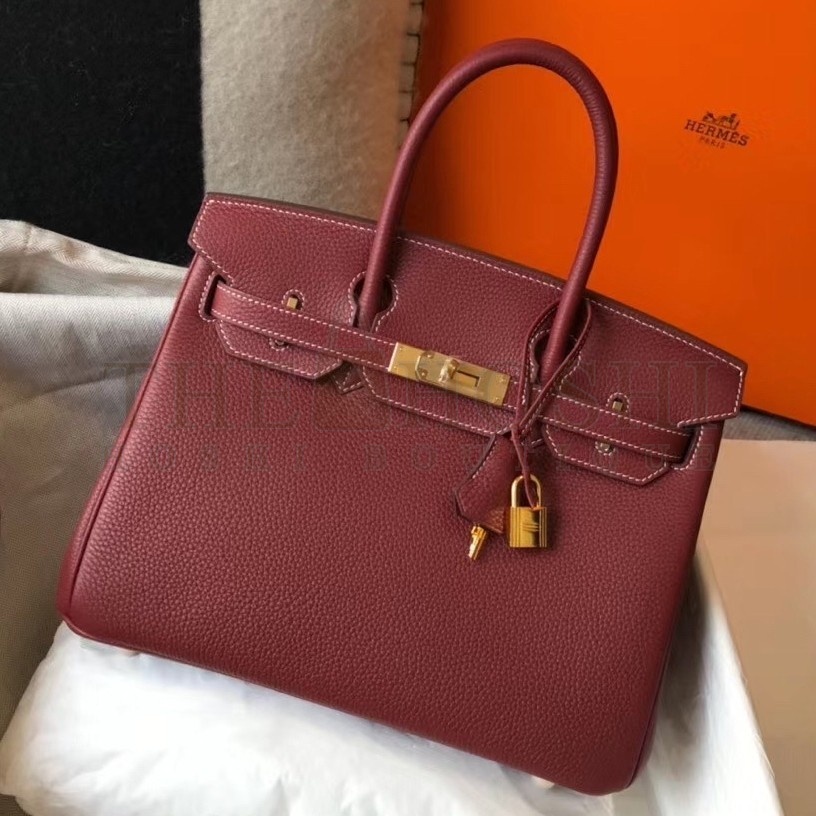 H**me5 Bordeaux Clemence Birkin 30cm Bag Master Quality