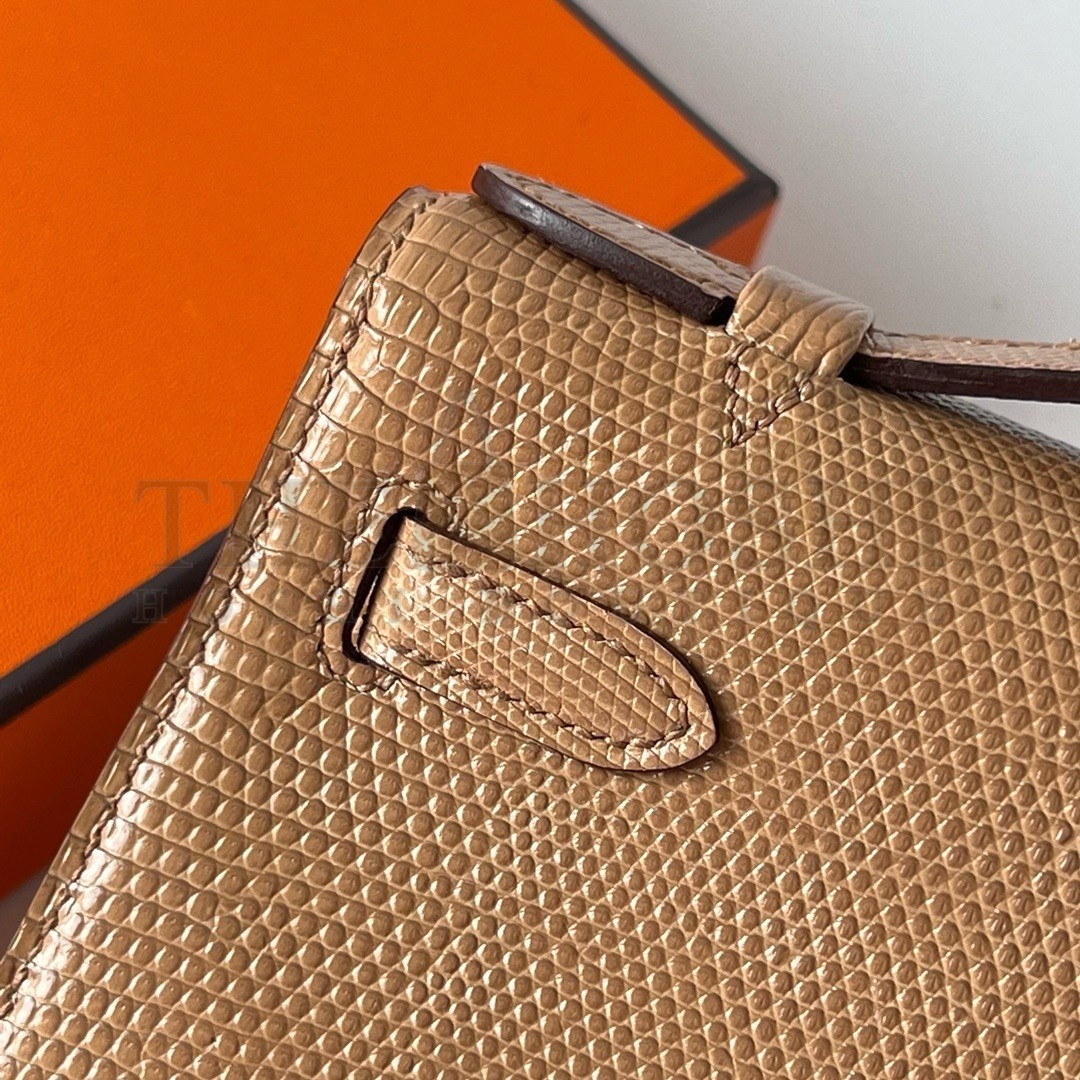 H**me5 Kelly Pochette Handmade Bag In Chai Lizard Skin Master Quality