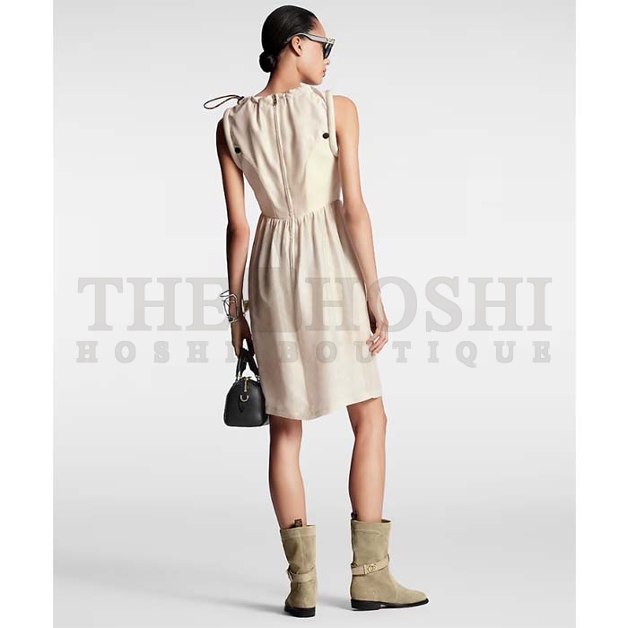 L0vis Vvtt0n LV Women Drawstring Scuba Dress Pinkish Beige Regular Fit 1AFCI8 Master Quality