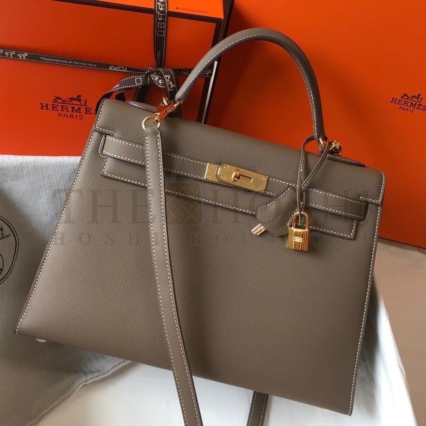 H**me5 Kelly 32cm Sellier Bag in Taupe Epsom Calfskin GHW Master Quality