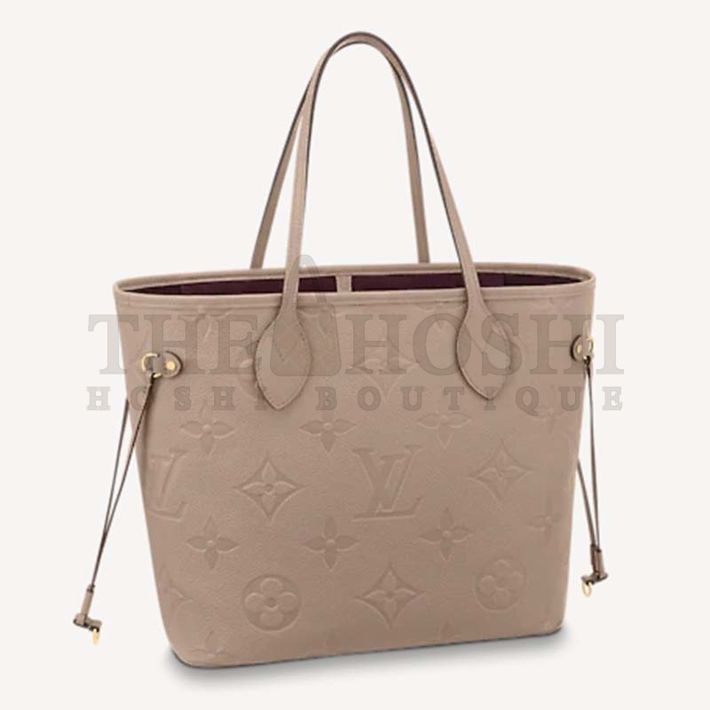 L0vis Vvtt0n LV Women Neverfull MM Tote Beige Embossed Cowhide Leather Master Quality