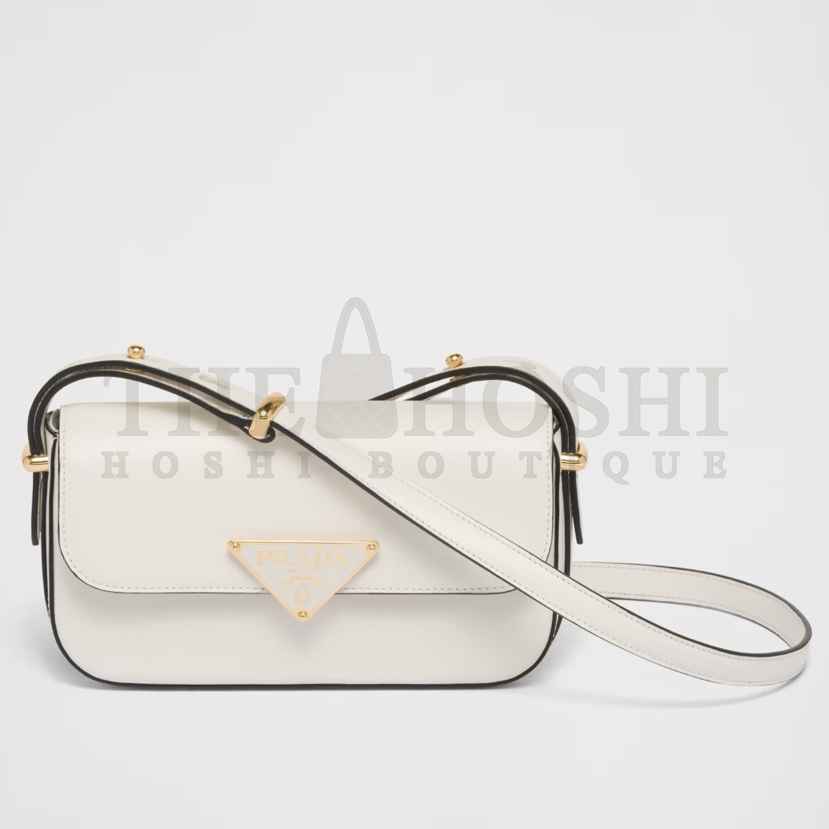Pra*a Shoulder Bag in White Smooth Calfskin Master Quality