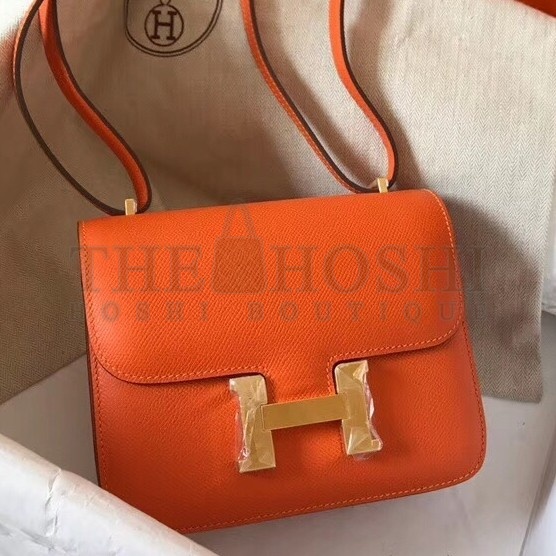 H**me5 Mini Constance 18cm Orange Epsom Bag Master Quality