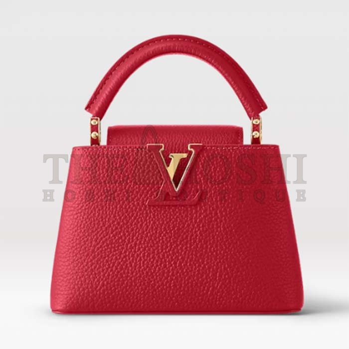 L0vis Vvtt0n LV Women Capucines Mini Handbag Scarlet Red Taurillon Cowhide Leather Master Quality