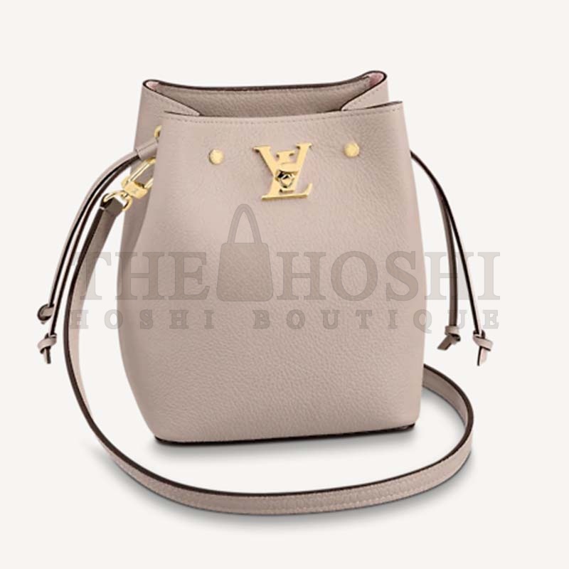 L0vis Vvtt0n LV Women Nano Lockme Bucket Bag Greige Beige Grained Calf Master Quality