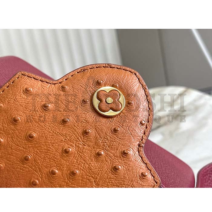 L0vis Vvtt0n LV Women Capucines Mini Handbag Red Taurillon Ostrich Leather Master Quality