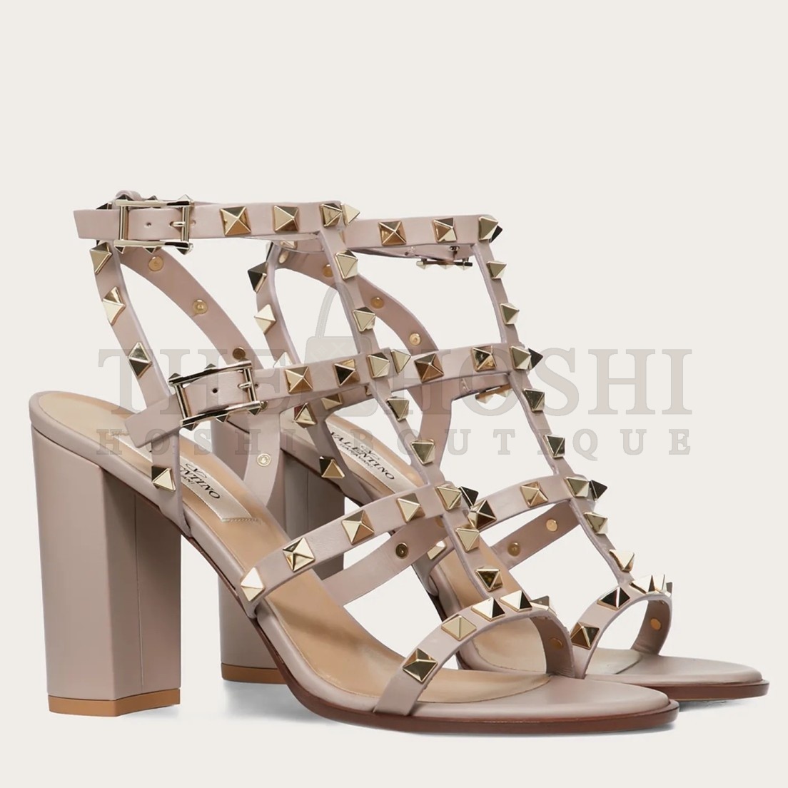 Va1e*ntin0 Rockstud Ankle Strap Sandals 90mm In Poudre Calfskin Master Quality