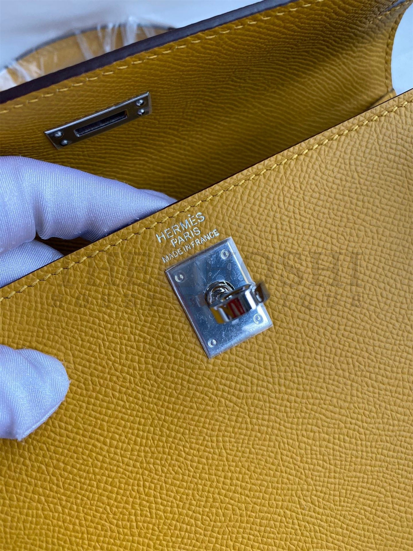 H**me5 Epsom Kelly 25cm Sellier Handmade Yellow Bag Master Quality