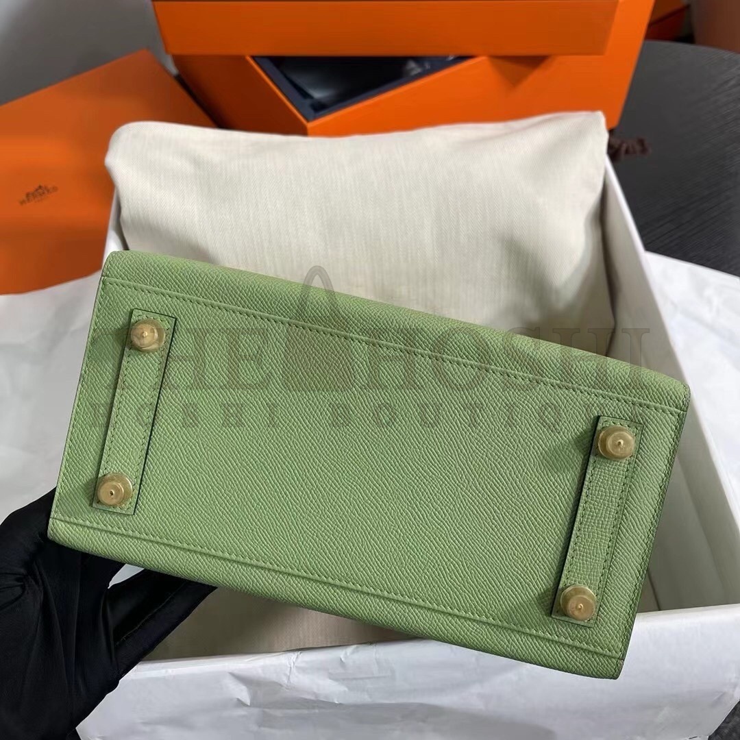 H**me5 Birkin 25 Sellier Handmade Bag In Vert Criquet Epsom Calfskin Master Quality