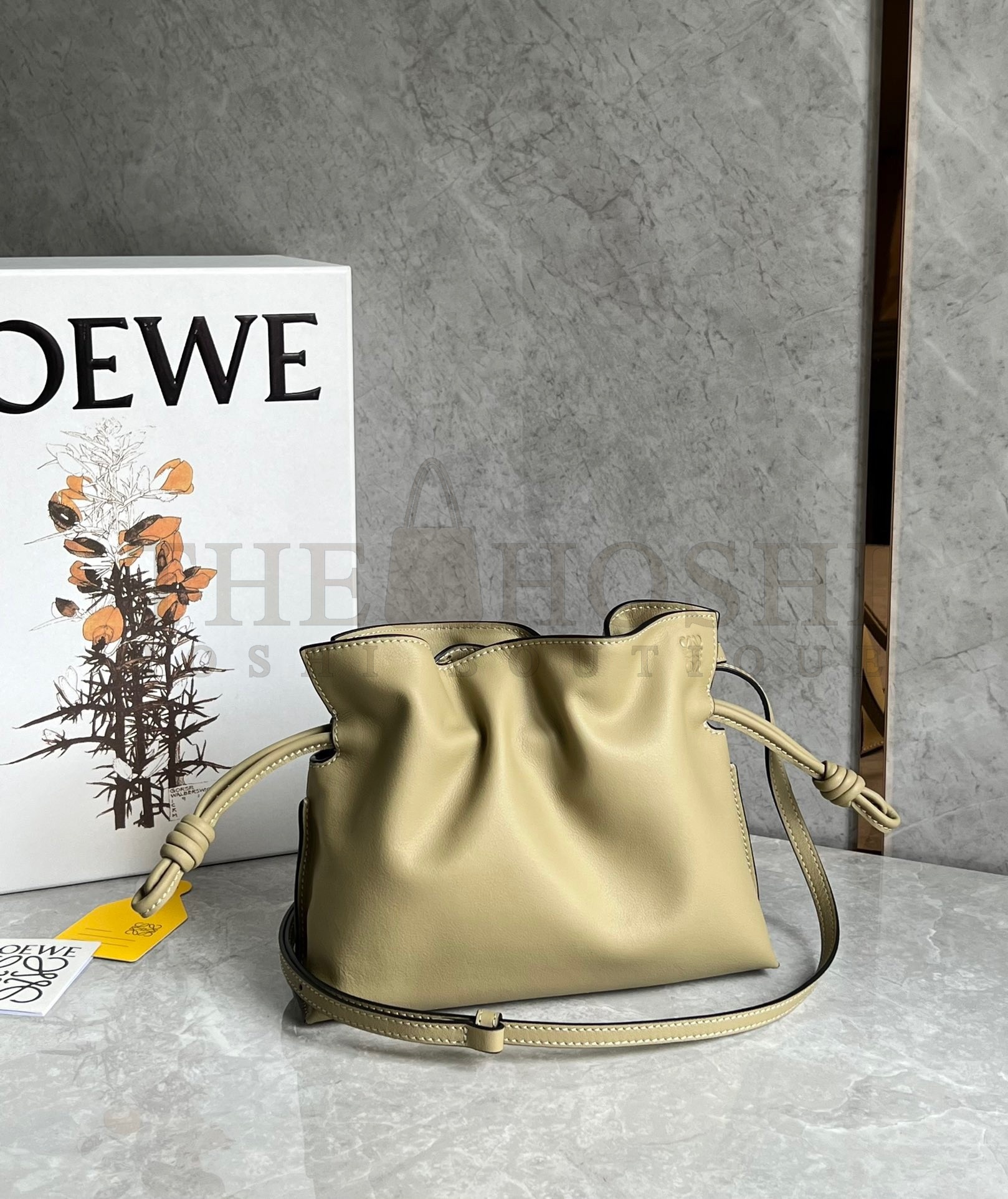 L0ew* Mini Flamenco Clutch Bag In Clay Green Calfskin Master Quality