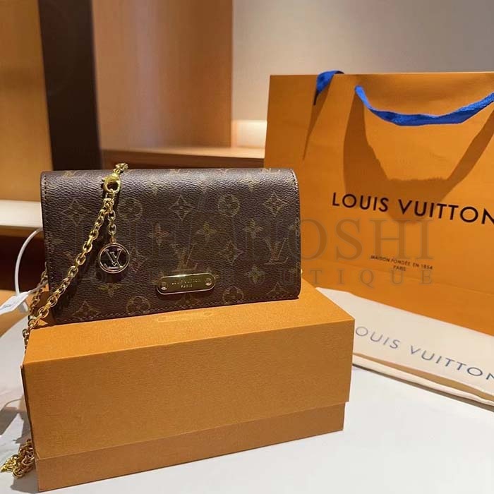 L0vis Vvtt0n LV Women Wallet On Chain Lily Monogram Coated Canvas Flap Closure Master Quality