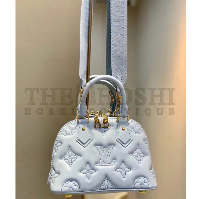 L0vis Vvtt0n LV Women Alma BB Handbag Blue Quilted Embroidered Smooth Calf Leather Master Quality