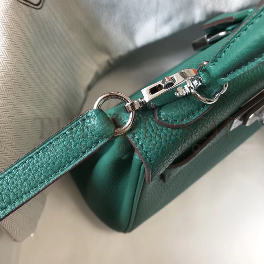 H**me5 Mini Kelly 20cm Bag In Malachite Clemence Leather Master Quality