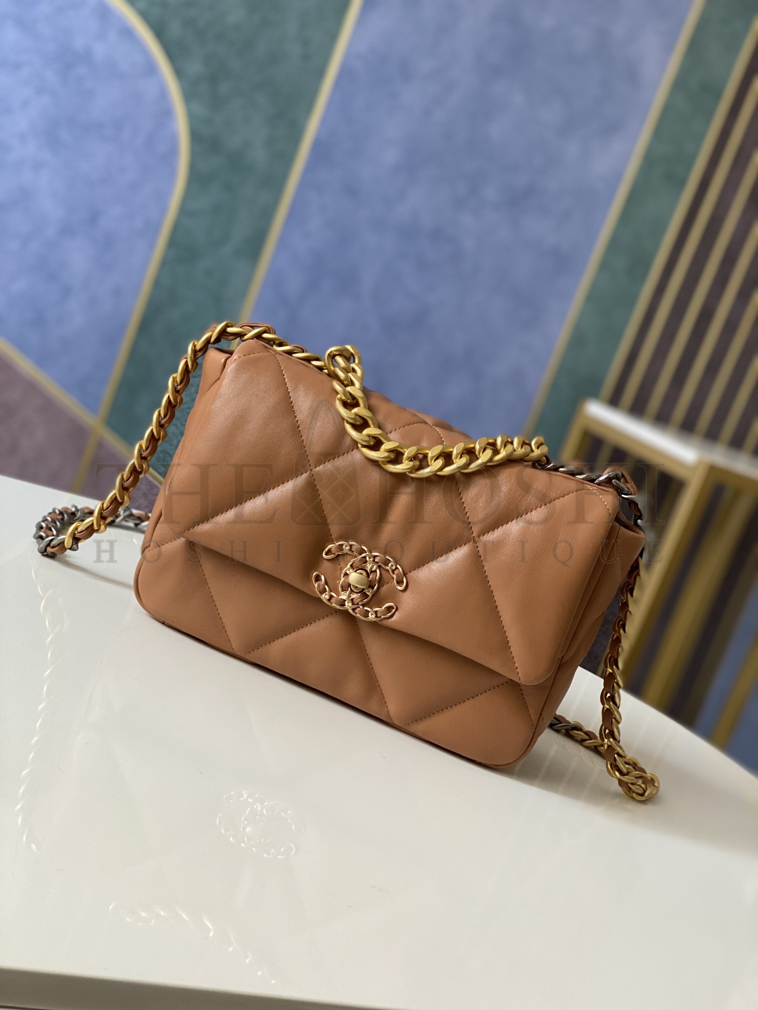 Ch**el Women Ch**el 19 Flap Bag Lambskin Gold Silver-Tone Ruthenium-Finish Metal Brown Master Quality