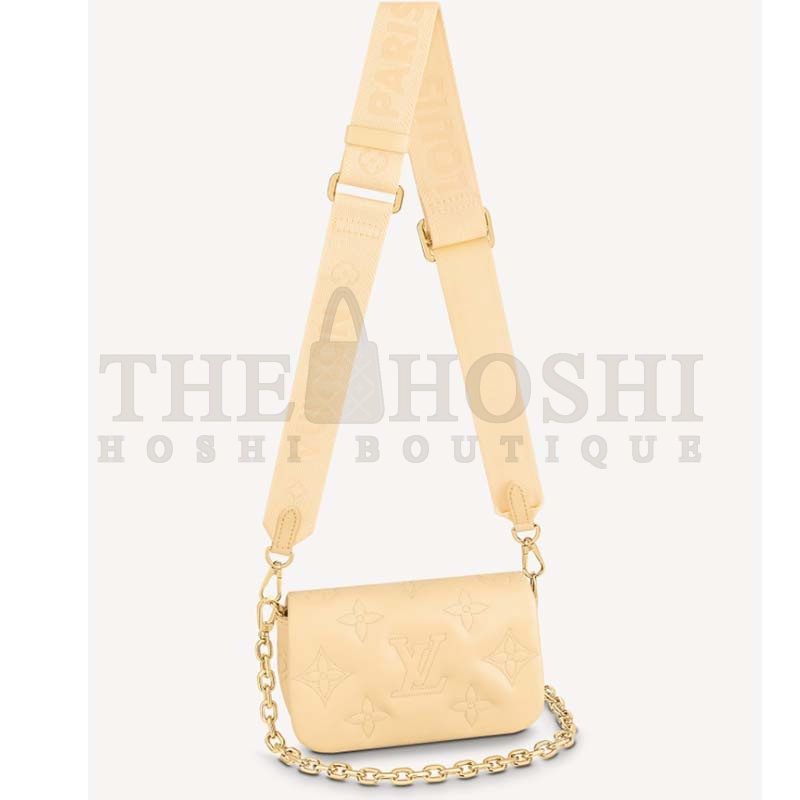 L0vis Vvtt0n LV Women Wallet On Strap Banane Yellow Monogram Embroidered Leather Master Quality