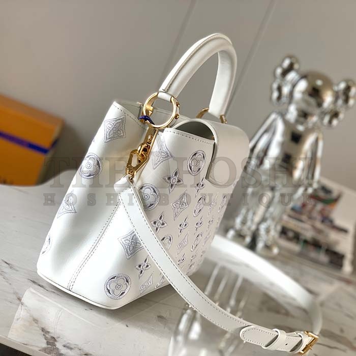 L0vis Vvtt0n LV Women Capucines BB Handbag White Calfskin Cowhide Leather Master Quality