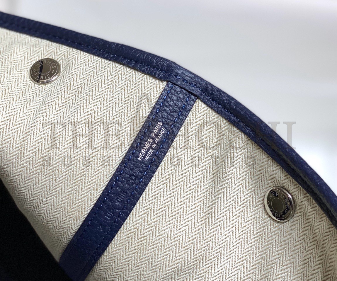 H**me5 Garden Party 36 Bag In Blue Saphir Clemence Leather Master Quality