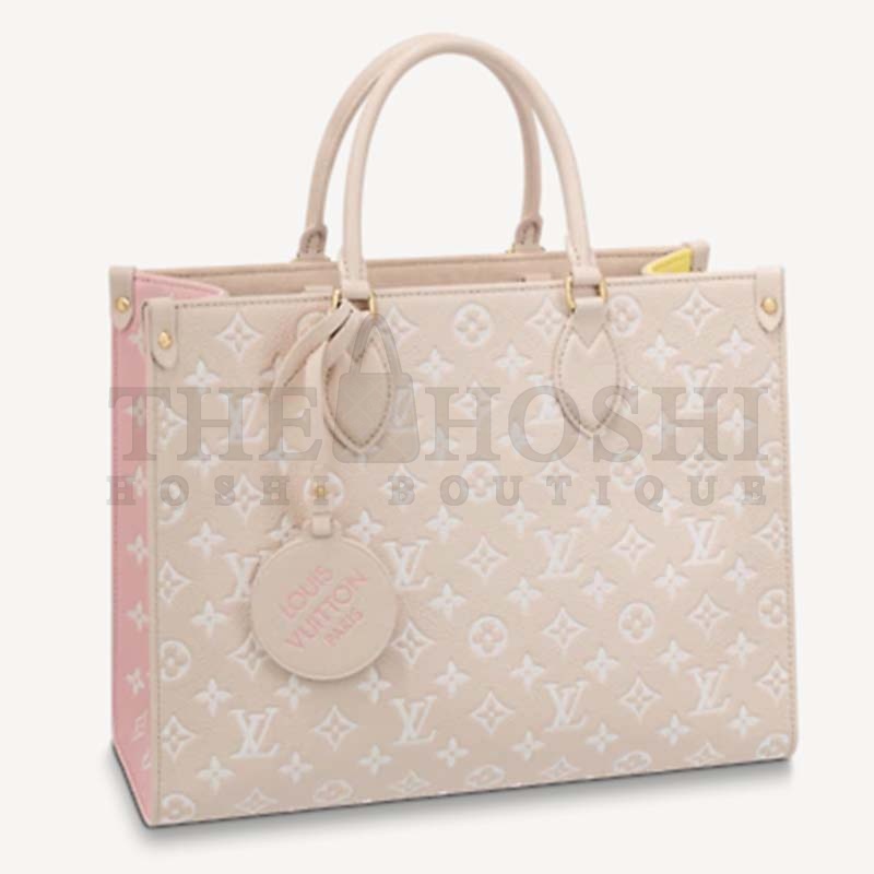L0vis Vvtt0n LV Women OnTheGo MM Tote Bag Pink Printed Embossed Grained Cowhide Master Quality