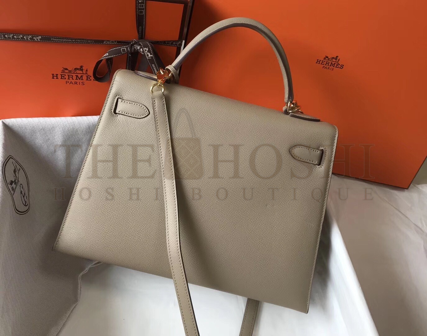 H**me5 Grey Epsom Kelly 32cm Sellier Bag Master Quality