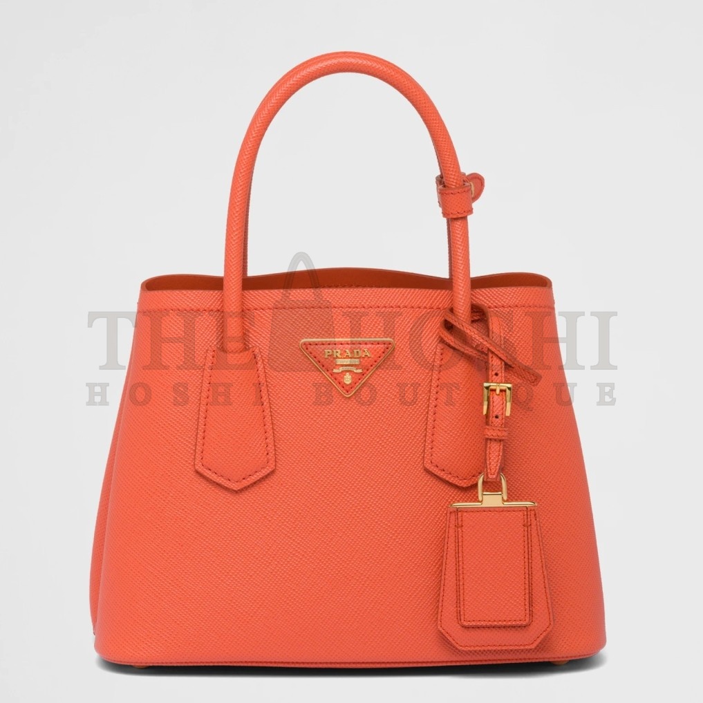 Pra*a Double Mini Bag In Orange Saffiano Leather Master Quality