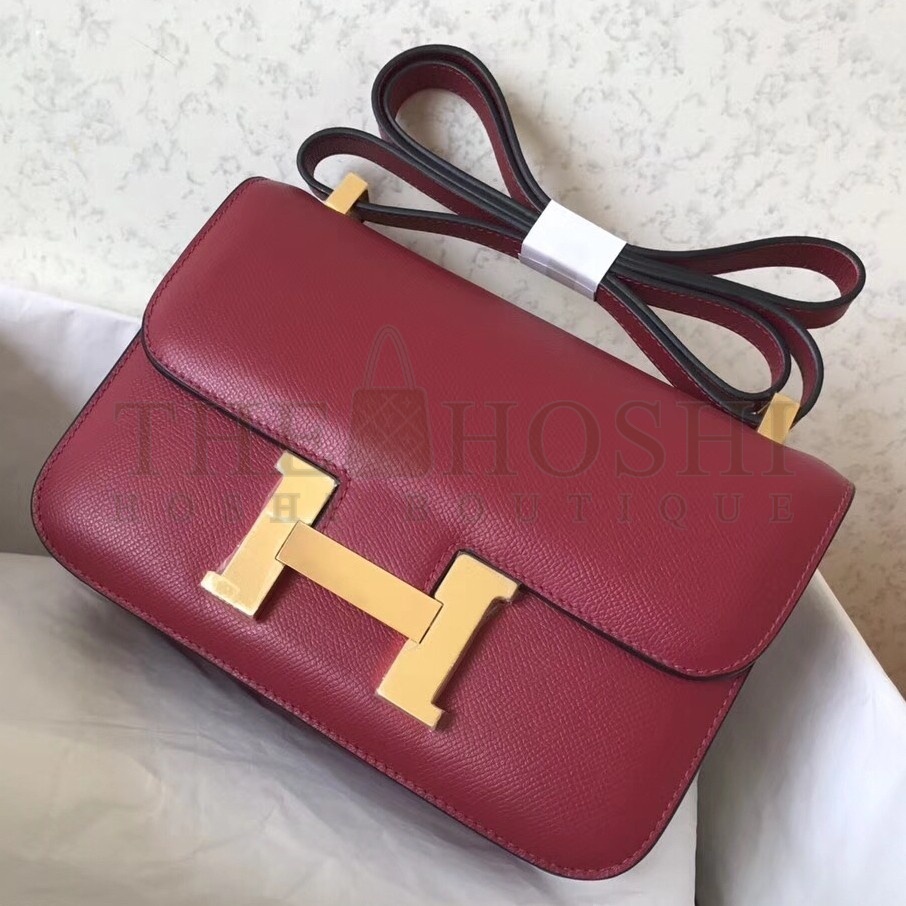 H**me5 Epsom Constance 24cm Dark Red Handmade Bag Master Quality