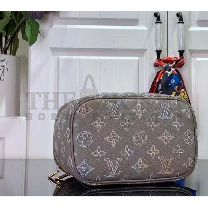 L0vis Vvtt0n LV Women Nice Mini Toiletry Pouch Gray Mahina Perforated Calfskin Leather Master Quality