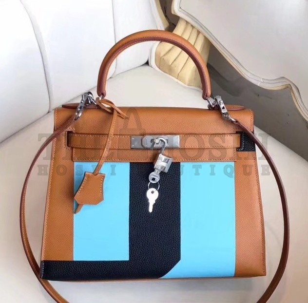 H**me5 Multicolor Stripes Kelly 28cm Brown Bag Master Quality